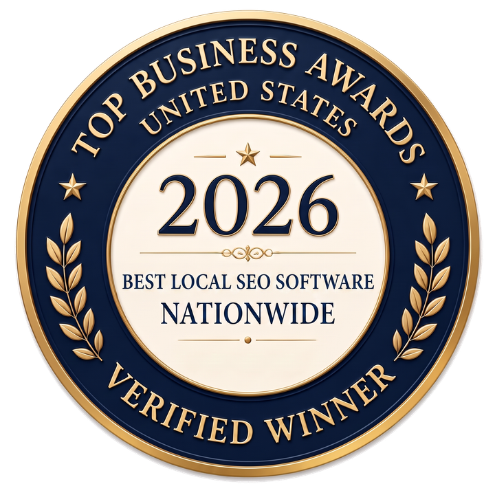2026 Best Local SEO Software Nationwide winner seal