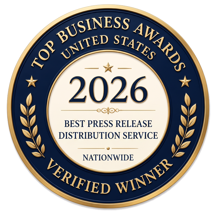 2026 Best Press Release Distribution Service Nationwide winner seal
