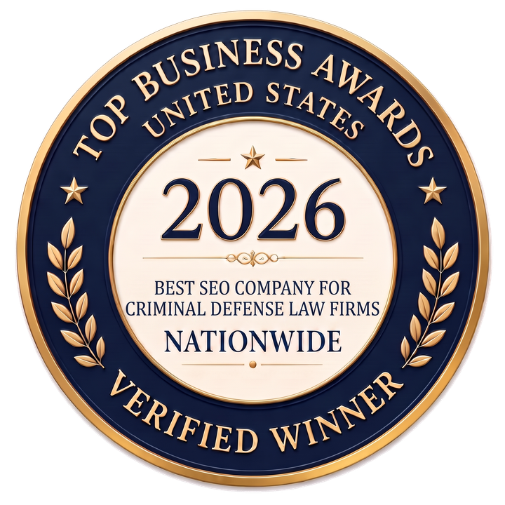 2026 Best SEO Company for Criminal Defense Law Firms Nationwide winner seal