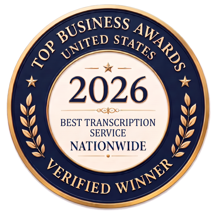 2026 Best Transcription Service Nationwide winner seal